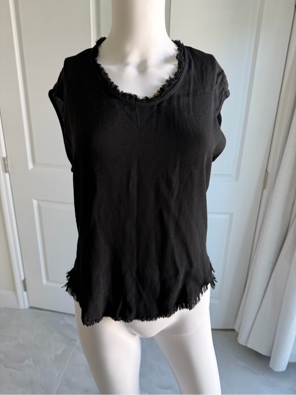 Philosophy Black Fringe-Trim top